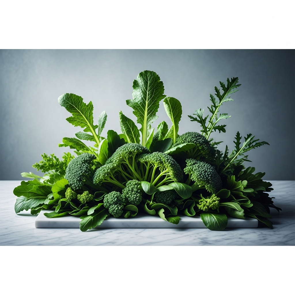 Vibrant organic bitter greens and detoxifying broccoli sprouts